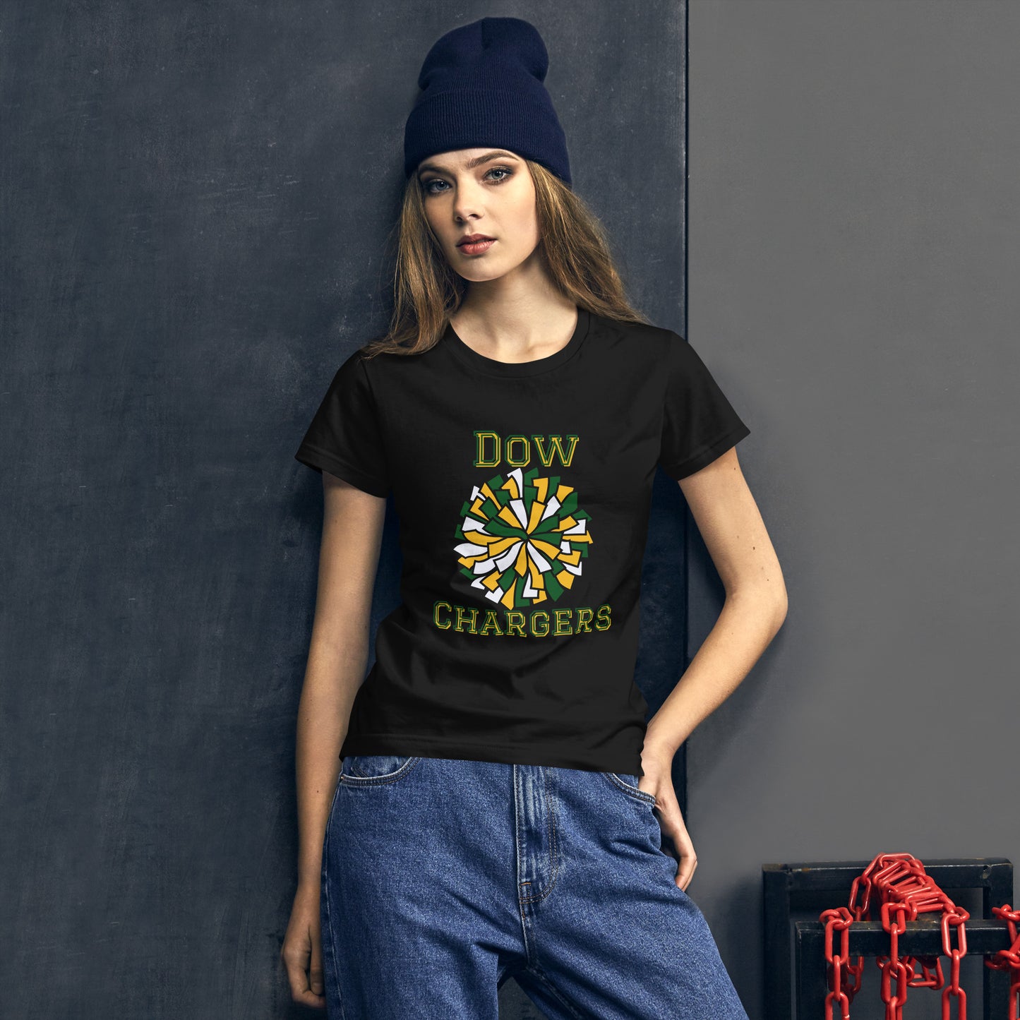 Dow Chargers Cheer or pom pon Women's short sleeve t-shirt