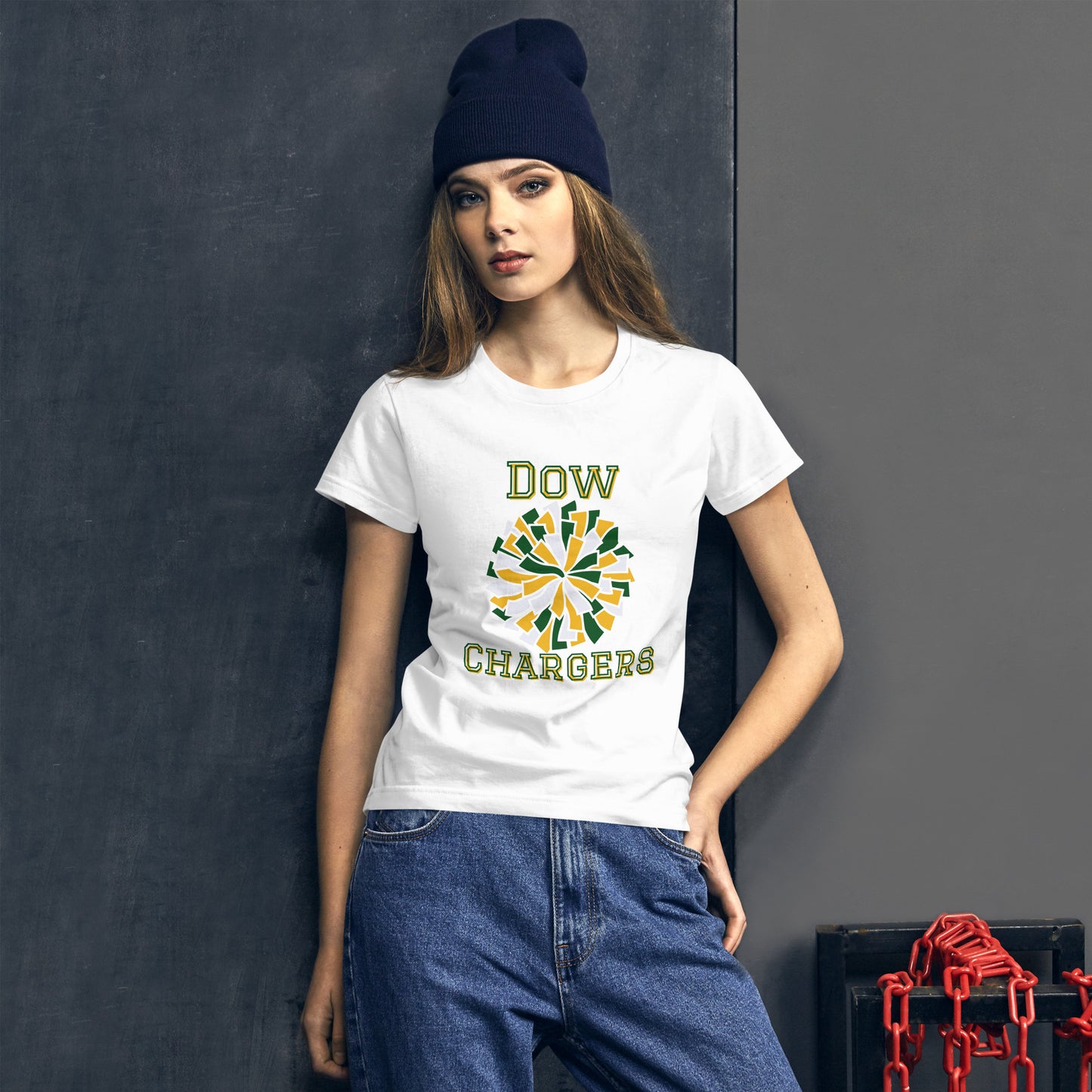 Dow Chargers Cheer or pom pon Women's short sleeve t-shirt